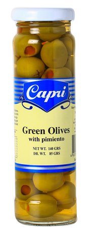 Capri Green Olives With Pimiento 140 g