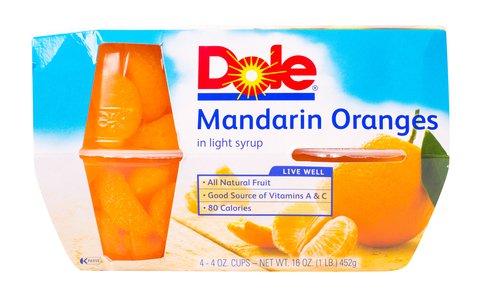 Dole Mandarine Oranges Fruit Bowl 4 oz